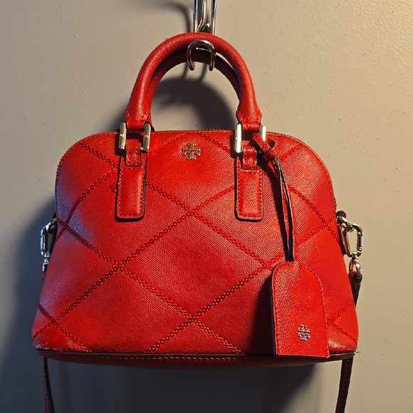 Tory Burch Handbags - Tory Burch Red Satchel Quilted Gold Hardware